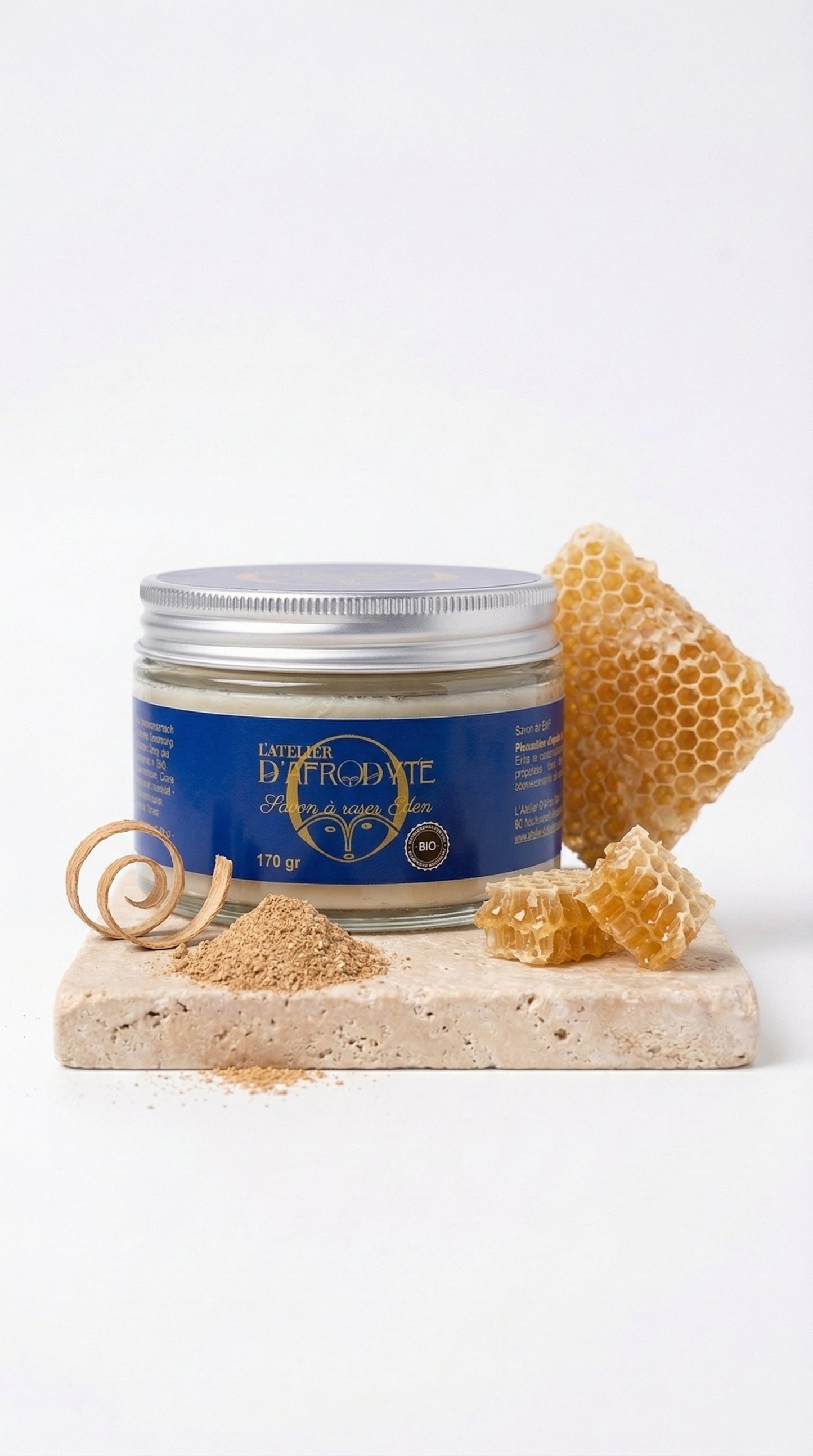 Eden | Savon crème à raser moussant en pot miel & vétiver – 170 g